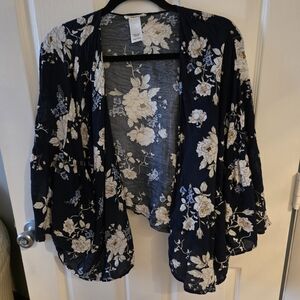 Floral Black and Cream Women's Sweater